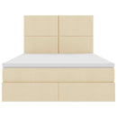 Seng med opbevaring og madras Creme 140 x 190 cm Stof