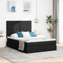 Seng med opbevaring og madras Sort 140 x 200 cm Stof