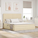 Seng med opbevaring og madras Creme 160 x 200 cm Stof
