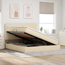 Seng med opbevaring og madras Creme 160 x 200 cm Stof