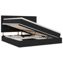 Seng med opbevaring og madras Sort 200 x 200 cm Stof
