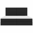 Seng med opbevaring og madras Sort 200 x 200 cm Stof