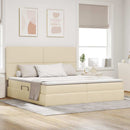 Seng med opbevaring og madras Creme 200 x 200 cm Stof