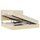 Seng med opbevaring og madras Creme 200 x 200 cm Stof