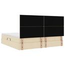 Seng med opbevaring og madras Creme 200 x 200 cm Stof
