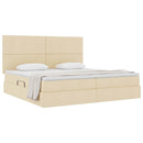 Seng med opbevaring og madras Creme 200 x 200 cm Stof