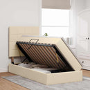 Seng med opbevaring og madras Creme 90 x 200 cm Stof