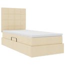 Seng med opbevaring og madras Creme 100 x 200 cm Stof