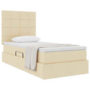 Seng med opbevaring og madras Creme 100 x 200 cm Stof