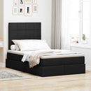 Seng med opbevaring og madras Sort 120 x 200 cm Stof