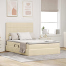 Seng med opbevaring og madras Creme 140 x 190 cm Stof