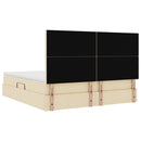 Seng med opbevaring og madras Creme 160 x 200 cm Stof