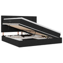 Seng med opbevaring og madras Sort 200 x 200 cm Stof