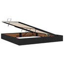 Seng med opbevaring og madras Sort 200 x 200 cm Stof