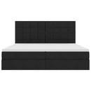 Seng med opbevaring og madras Sort 200 x 200 cm Stof
