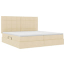 Seng med opbevaring og madras Creme 200 x 200 cm Stof