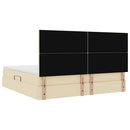 Seng med opbevaring og madras Creme 200 x 200 cm Stof