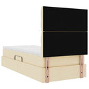 Seng med opbevaring og madras Creme 90 x 190 cm Stof