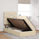 Seng med opbevaring og madras Creme 90 x 200 cm Stof