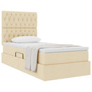 Seng med opbevaring og madras Creme 90 x 200 cm Stof