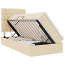 Seng med opbevaring og madras Creme 100 x 200 cm Stof