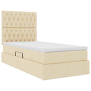 Seng med opbevaring og madras Creme 100 x 200 cm Stof