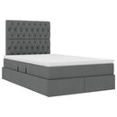 Seng med opbevaring og madras Mørkegrå 120 x 200 cm Stof