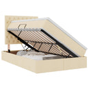 Seng med opbevaring og madras Creme 120 x 200 cm Stof
