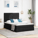 Seng med opbevaring og madras Sort 140 x 190 cm Stof