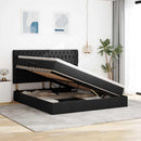 Seng med opbevaring og madras Sort 180 x 200 cm Stof