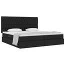 Seng med opbevaring og madras Sort 200 x 200 cm Stof