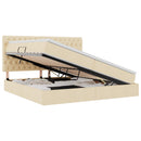 Seng med opbevaring og madras Creme 200 x 200 cm Stof