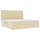 Seng med opbevaring og madras Creme 200 x 200 cm Stof