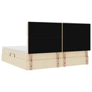 Seng med opbevaring og madras Creme 200 x 200 cm Stof