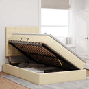Seng med opbevaring og madras Creme 120 x 190 cm Stof