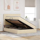 Seng med opbevaring og madras Creme 140 x 190 cm Stof