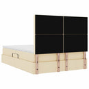 Seng med opbevaring og madras Creme 140 x 190 cm Stof