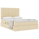 Seng med opbevaring og madras Creme 140 x 190 cm Stof