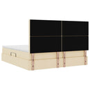 Seng med opbevaring og madras Creme 160 x 200 cm Stof