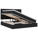 Seng med opbevaring og madras Sort 180 x 200 cm Stof