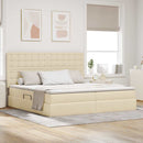 Seng med opbevaring og madras Creme 200 x 200 cm Stof