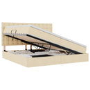 Seng med opbevaring og madras Creme 200 x 200 cm Stof