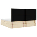 Seng med opbevaring og madras Creme 200 x 200 cm Stof