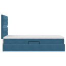 Seng med opbevaring og madras Mørk blå 90 x 190 cm Fløjl