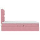 Seng med opbevaring og madras Lyserød 90 x 200 cm Fløjl