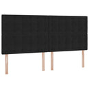 Seng med opbevaring og madras Sort 200 x 200 cm Fløjl