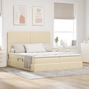 Opbevaringsseng med hovedgærde Creme 200 x 200 cm Stof