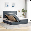 Opbevaringsseng med hovedgærde Mørkegrå 200 x 200 cm Fløjl