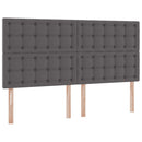 Seng med opbevaring og LED Grå 180 x 200 cm Faux læder
