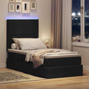 LED opbevarings seng med madras Sort 90 x 190 cm Stof